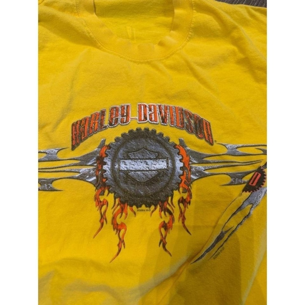 Harley Davidson Mens XL Yellow Long Sleeve Graphic T-Shirt 2004 Jim's Beach FL - Picture 2 of 5
